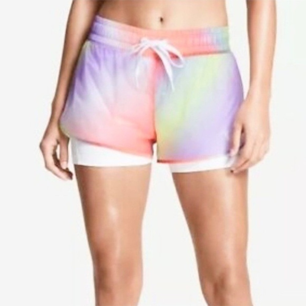 Victoria's Secret Sport High-Rise Rainbow Tie Dyed Shorts Womens‎ Size L